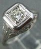 ANTIQUE .22CT DIAMOND 18KT WHITE GOLD 3D SOLITAIRE SQUARE ENGAGEMENT RING #26655