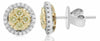.58CT WHITE & FANCY YELLOW DIAMOND 14KT 2 TONE GOLD ROUND CLUSTER STUD EARRINGS