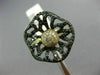 ESTATE LARGE 1.32CT WHITE & BLACK DIAMOND 14K YELLOW & BLACK GOLD 3D FLOWER RING