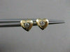 ESTATE DIAMOND 14KT YELLOW GOLD PUFF HEART SOLITAIRE STUD EARRINGS F/G VS 20709
