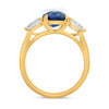 LARGE 3.37CT DIAMOND & AAA SAPPHIRE 14KT YELLOW GOLD 3D CUSHION ENGAGEMENT RING