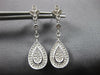 ESTATE .3CT DIAMOND 14KT WHITE GOLD 3D PAVE TEAR DROP FLOWER HANGING EARRINGS