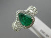 ESTATE 1.95CT DIAMOND EMERALD 14KT WHITE GOLD INFINITY HALO PEAR ENGAGEMENT RING
