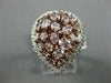 GIA CERTIFIED LARGE 2.73CT WHITE & PINK DIAMOND 18K ROSE GOLD 3D PEAR SHAPE RING