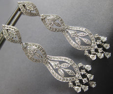 LARGE 2CT DIAMOND 18KT WHITE GOLD ROUND & PEAR SHAPE TEAR DROP HANGING EARRINGS