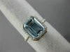 ESTATE LARGE 2.52CT DIAMOND & AQUAMARINE 14KT WHITE GOLD 3D HALO ENGAGEMENT RING
