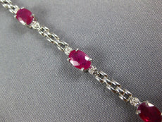 4.53CT DIAMOND & AAA RUBY 14KT WHITE GOLD OVAL 3 STONE PANTHER TENNIS BRACELET