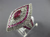 ESTATE EXTRA LARGE 3.88CT DIAMOND & AAA RUBY 14KT WHITE GOLD MARQUISE SHAPE RING