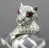 ESTATE LARGE 1.08CTW DIAMOND & AAA RUBY 18KT WHITE GOLD 3D PANTHER COCKTAIL RING