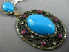 ESTATE MASSIVE 13.37CT FANCY YELLOW DIAMOND RUBY TURQUOISE 14K GOLD OVAL PENDANT