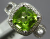 WIDE 1.88CT DIAMOND & AAA PERIDOT 14KT WHITE GOLD CUSHION HALO FILIGREE FUN RING