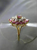 ESTATE LARGE 1.26CT DIAMOND & AAA RUBY 14K TWO TONE GOLD 3D COCKTAIL RING #19191