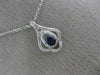 ESTATE .46CT DIAMOND & AAA SAPPHIRE 14KT WHITE GOLD 3D TEAR DROP FLOWER PENDANT