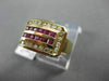 ESTATE 1.40CTW ROUND DIAMOND & AAA RUBY 14KT YELLOW GOLD SQUARE COCKTAIL RING