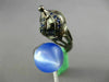 ESTATE LARGE 10.25CT AAA SAPPHIRE & BLUE AGATE 18KT BLACK GOLD ALADDIN LOVE RING