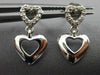 ESTATE .06CT DIAMOND 14KT WHITE GOLD 3D OPEN DOUBLE HEART LOVE HANGING EARRINGS