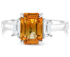 2.86CT DIAMOND AAA YELLOW SAPPHIRE PLATINUM EMERALD CUT 3 STONE ENGAEMENT RING
