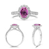 1.86CT DIAMOND & AAA PINK SAPPHIRE 18K WHITE GOLD 3D OVAL FLOWER ENGAGEMENT RING
