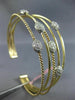 ESTATE WIDE 1.12CT DIAMOND 14KT TRI COLOR GOLD OVAL CLUSTER ROPE BANGLE BRACELET