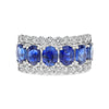 LARGE 4.15CT DIAMOND & AAA SAPPHIRE 14K WHITE GOLD OVAL & ROUND ANNIVERSARY RING