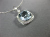 ESTATE 2.08CT DIAMOND & AAA AQUAMARINE 14KT WHITE GOLD 3D HALO FLOATING PENDANT