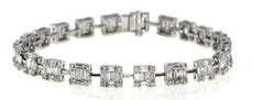 4.21CT DIAMOND 18KT WHITE GOLD ROUND & BAGUETTE SQUARE BY THE YARD FUN BRACELET