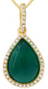 2.45CT DIAMOND & AAA GREEN AGATE 14K YELLOW GOLD HALO TEAR DROP FLOATING PENDANT