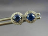 ESTATE 1.18CT DIAMOND & AAA SAPPHIRE 18KT WHITE GOLD 3D ROUND HALO STUD EARRINGS