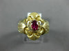 ESTATE WIDE .79CT DIAMOND & AAA RUBY 14K YELLOW GOLD FILIGREE ETOILE FLOWER RING