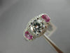 ESTATE WIDE 1.68CT DIAMOND & AAA PINK SAPPHIRE 14K WHITE GOLD 3D ENGAGEMENT RING