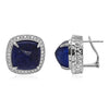 LARGE 40.06CT DIAMOND & AAA TANZANITE 18KT WHITE GOLD 3D SQUARE CUSHION EARRINGS