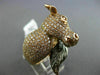 ESTATE EXTRA LARGE 1.88CT DIAMOND 14KT ROSE GOLD 3D HANDCRAFTED COW FUN RING
