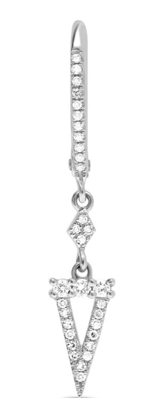 .22CT DIAMOND 14KT WHITE GOLD 3D CLASSIC TRIANGULAR LEVERBACK HANGING EARRINGS