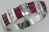 1.24CT DIAMOND & AAA RUBY 14KT WHITE GOLD 3D ROUND & BAGUETTE ANNIVERSARY RING