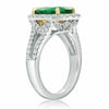 ESTATE LARGE 4.13CT DIAMOND & AAA EMERALD 14KT 2 TONE GOLD HALO ENGAGEMENT RING
