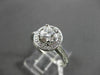 ESTATE .99CT DIAMOND 18K WHITE GOLD HALO 3D SOLITAIRE ENGAGEMENT RING AMAZING!