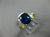 ESTATE LARGE 5.20CT DIAMOND & SAPPHIRE 18KT YELLOW GOLD 3 STONE ENGAGEMENT RING