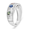 1.91CT DIAMOND & AAA MULTI COLOR SAPPHIRE 14KT WHITE GOLD MULTI SHAPE FUN RING