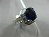 ESTATE LARGE 5.24CT DIAMOND & AAA SAPPHIRE 18KT WHITE GOLD HALO ENGAGEMENT RING