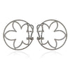 LARGE 1.77CT DIAMOND 18KT WHITE GOLD 3D FLOWER CIRCULAR SIDEWAY HANGING EARRINGS
