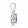 ESTATE .76CT DIAMOND & AAA TANZANITE 14KT WHITE GOLD 3D OVAL HALO FLOWER PENDANT
