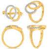 .28CT DIAMOND 14KT 2 TONE GOLD DOUBLE OPEN OVAL LOVE KNOT CRISS CROSS FUN RING