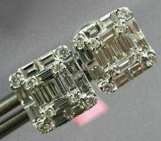 ESTATE .91CT DIAMOND 18KT WHITE GOLD 3D CLASSIC INVISIBLE SQUARE STUD EARRINGS