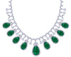 ESTATE EXTRA LARGE 47.68CT DIAMOND & AAA EMERALD 18KT WHITE GOLD TENNIS NECKLACE