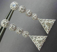 ESTATE LARGE 2.76CT ROUND & TRILLION DIAMOND 18KT WHITE GOLD 3D HANGING EARRINGS