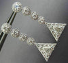 ESTATE LARGE 2.76CT ROUND & TRILLION DIAMOND 18KT WHITE GOLD 3D HANGING EARRINGS
