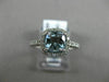 ESTATE .99CT DIAMOND & AAA AQUAMARINE 14KT WHITE GOLD SQUARE HALO ENGAGEMET RING