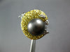 2.07CT DIAMOND & YELLOW SAPPHIRE & TAHITIAN PEARL 14KT WHITE GOLD DOLPHIN RING