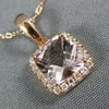 ESTATE .96CT DIAMOND & AAA MORGANITE 14KT ROSE GOLD SQUARE HALO FLOATING PENDANT