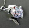 ESTATE .12CT OLD MINE DIAMOND 14KT WHITE GOLD 3D ENAMEL LUCKY FISH PENDANT